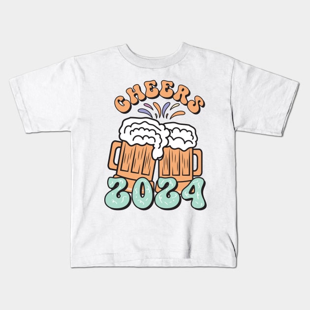 Cheers 2024 Kids T-Shirt by MZeeDesigns